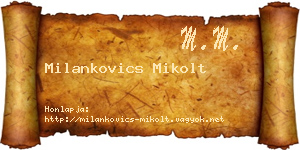 Milankovics Mikolt névjegykártya